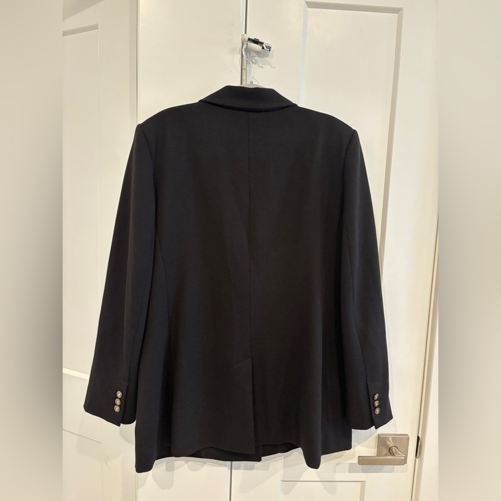 LOFT Women's Black Twill Double-Breasted Blazer. Size 14 - Picture 5 of 10
